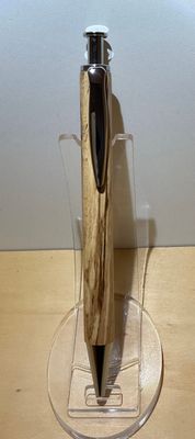 Masterclick houten balpen, handmade in België, houtgedraaid op de houtdraaibank. penkit 'Chroom', afgewerkt met 'Vervuurde Beuk’.