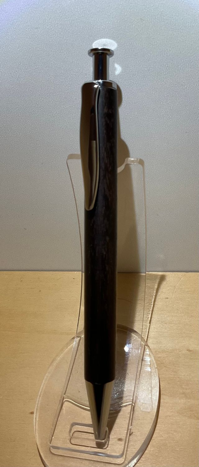 Masterclick houten balpen, handmade in België, houtgedraaid op de houtdraaibank. penkit &#39;Chroom&#39;, afgewerkt met Ziricote hardhout.