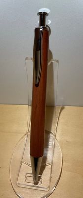 Masterclick houten balpen, handmade in België, houtgedraaid op de houtdraaibank. penkit &#39;Chroom&#39;, afgewerkt met &#39;Europese Pruimelaar’