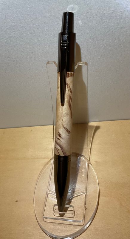 VESPER houten balpen, handmade, gedraaid op de houtdraaibank in België, Gun Metal penkit van Penn State Industries, afgewerkt met Massur Berk..