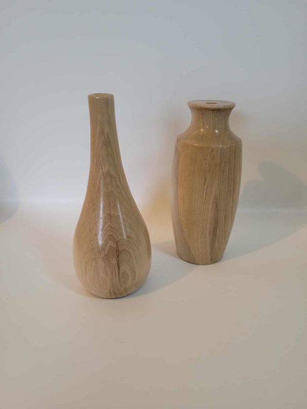 Mini-vaasjes gedraaid op de houtdraaibank, handmade in Belgium, handgemaakt in België, Steenbeuk.