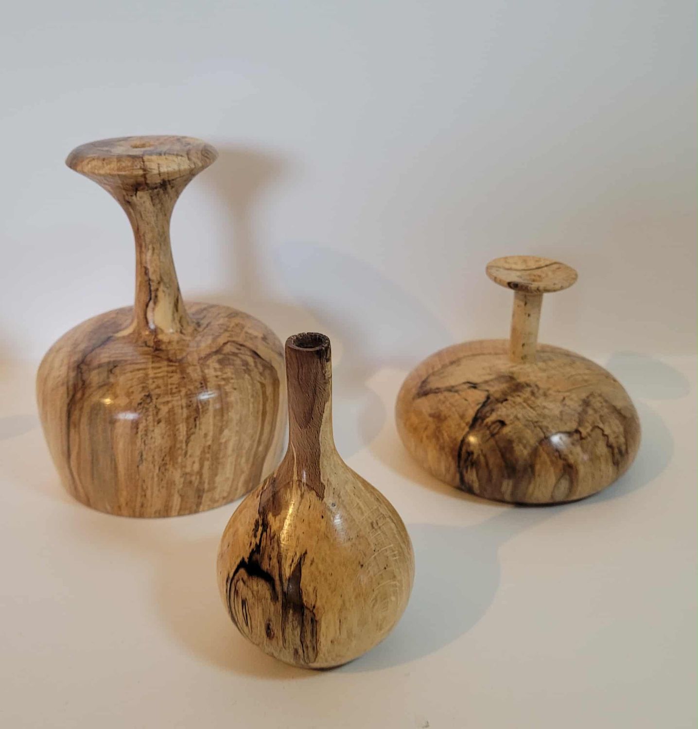 Mini-vaasjes gedraaid op de houtdraaibank, handmade in Belgium, handgemaakt in België, Vervuurde Beuk.