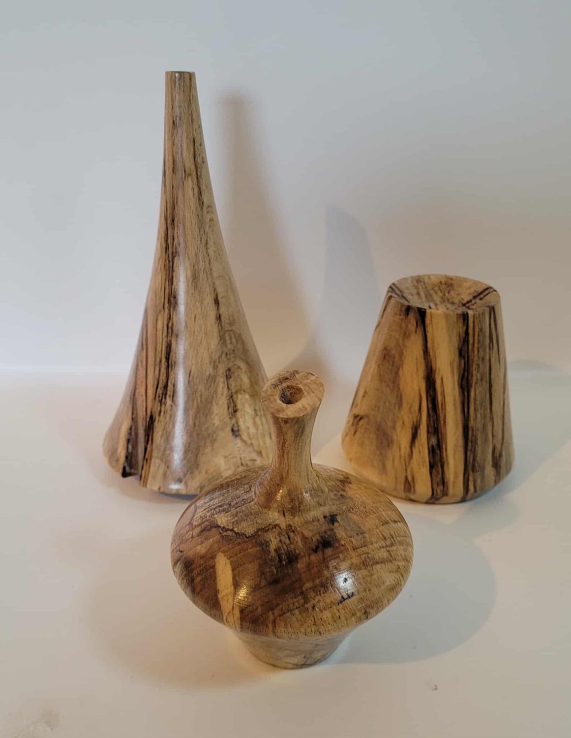 Mini-vaasjes gedraaid op de houtdraaibank, handmade in Belgium, handgemaakt in België, Vervuurde Beuk.