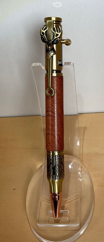 African Rosewood balpen Deer Hunter Antique Brass