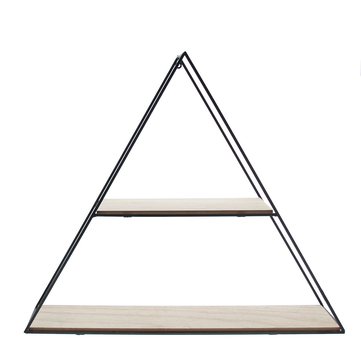 Driehoek in zwart metaal en naturel hout - 2-traps