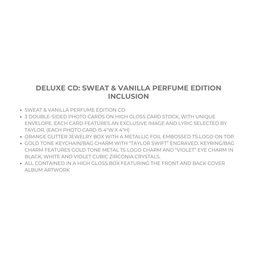 THE LIFE OF A SHOWGIRL (DELUXE CD: SWEAT &amp; VANILLA PERFUME EDITION) - TAYLOR SWIFT