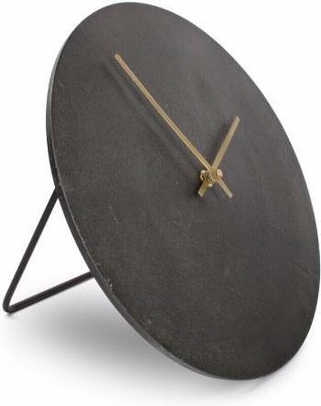 Klok rond "Moon" S zwart aluminium