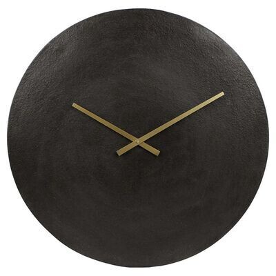 Klok rond "Moon" L zwart aluminium