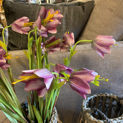 Zijde 'cora bell spray' paars/groen 79cm