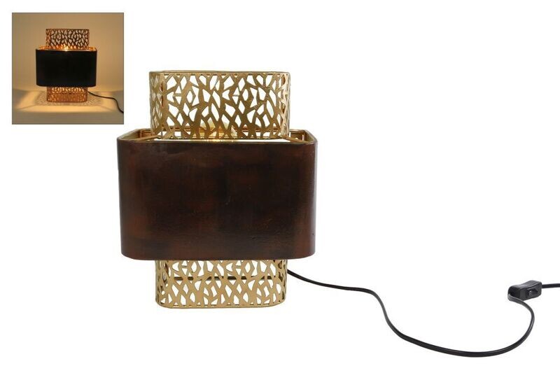 Wandlamp bruin/goud metaal