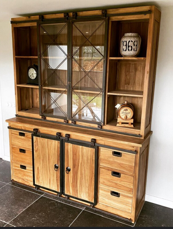 SVENSON Vitrinekast TEAK 220cm MET.SD