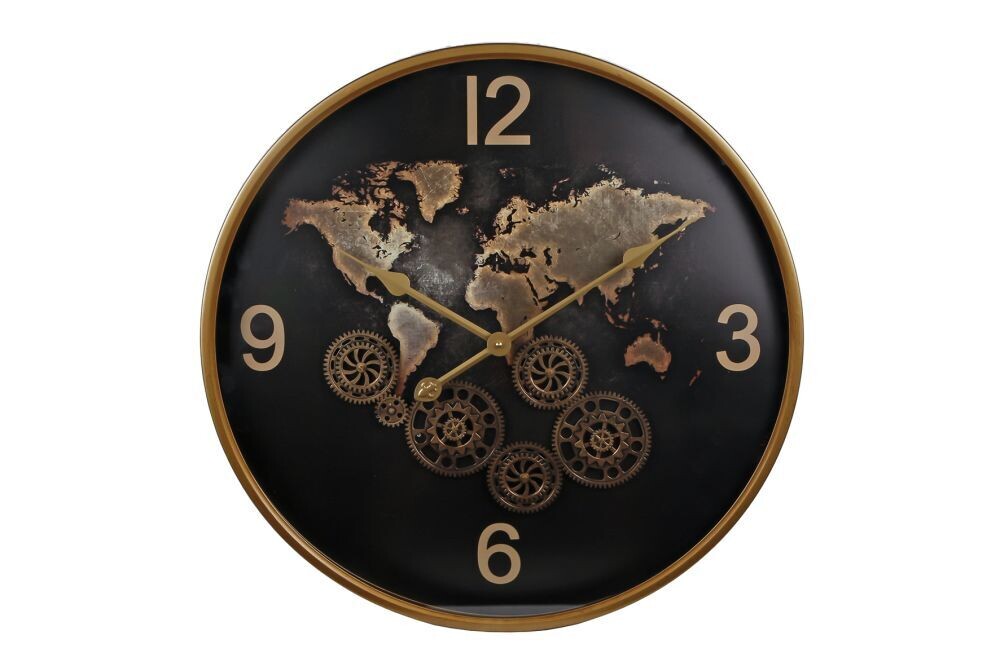 Radarklok zwart/goud world