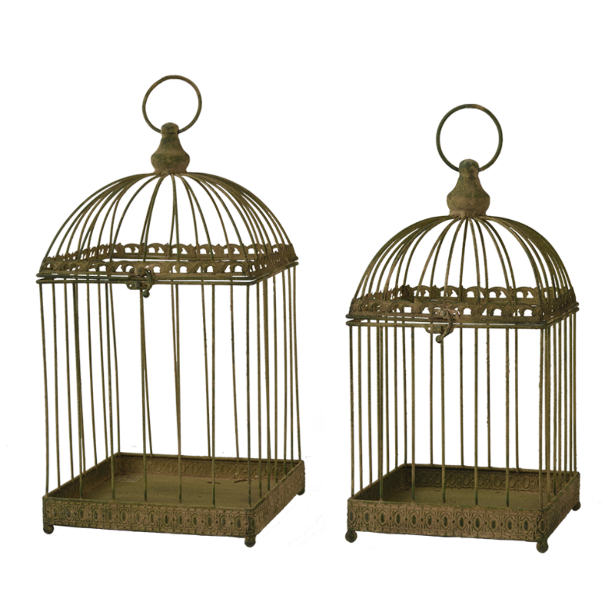 Aged metal green vogelkooi M