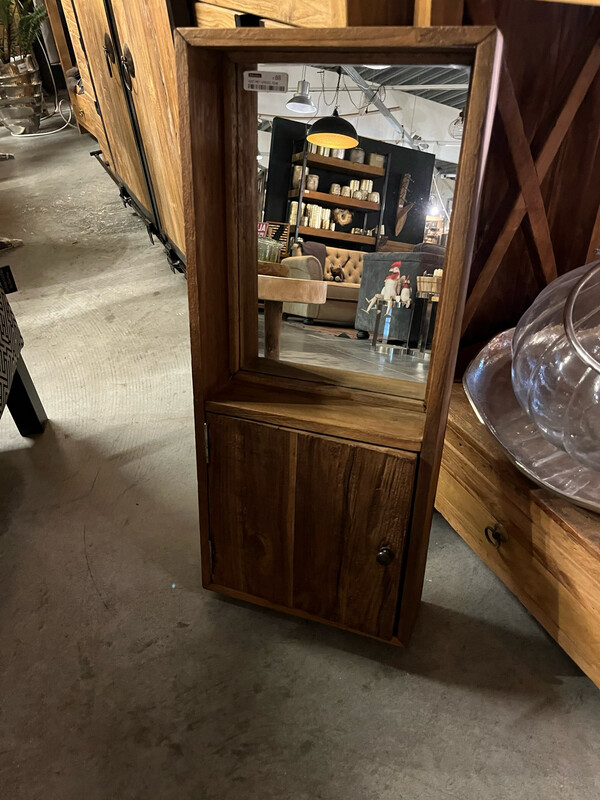 Wandkastje met spiegel teak