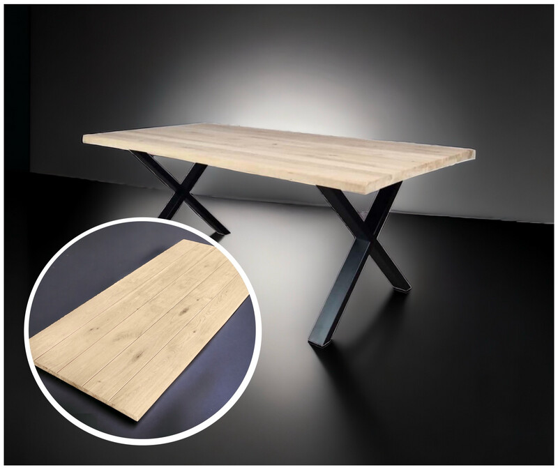 Eettafel eik - live edge met V-groef