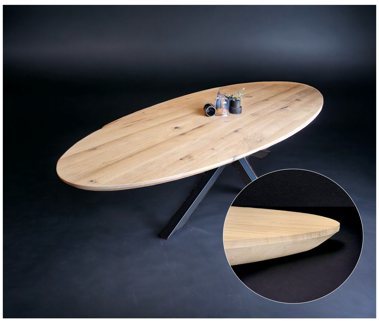 Eettafel eik - ovaal met verjongde rand