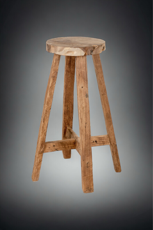 Barkruk teak rond