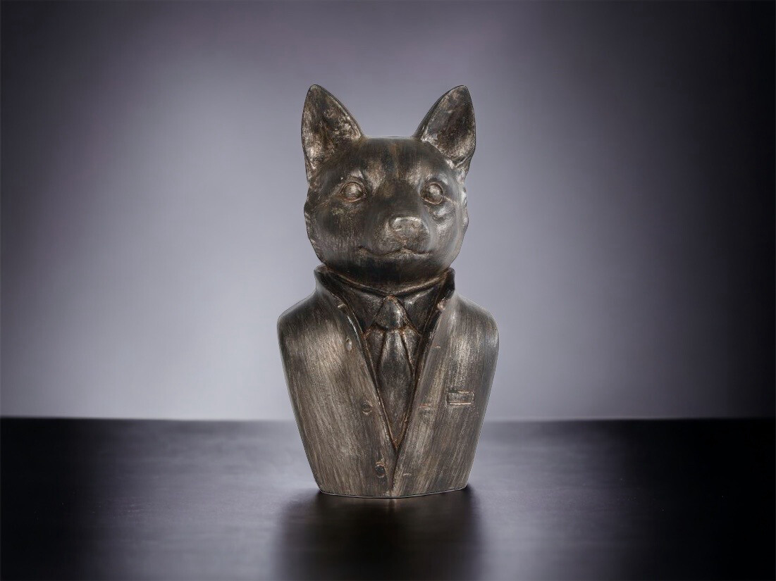 Sculptuur 'Fox' antiek grijs