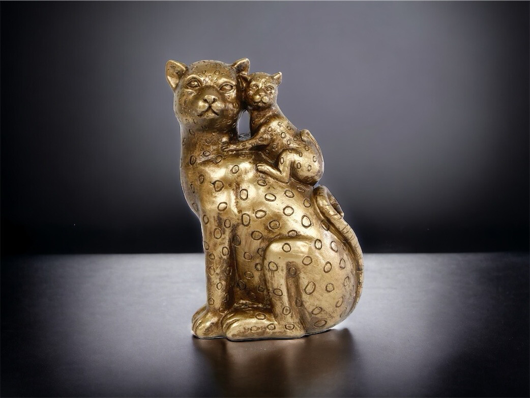 Sculptuur Leopard goud