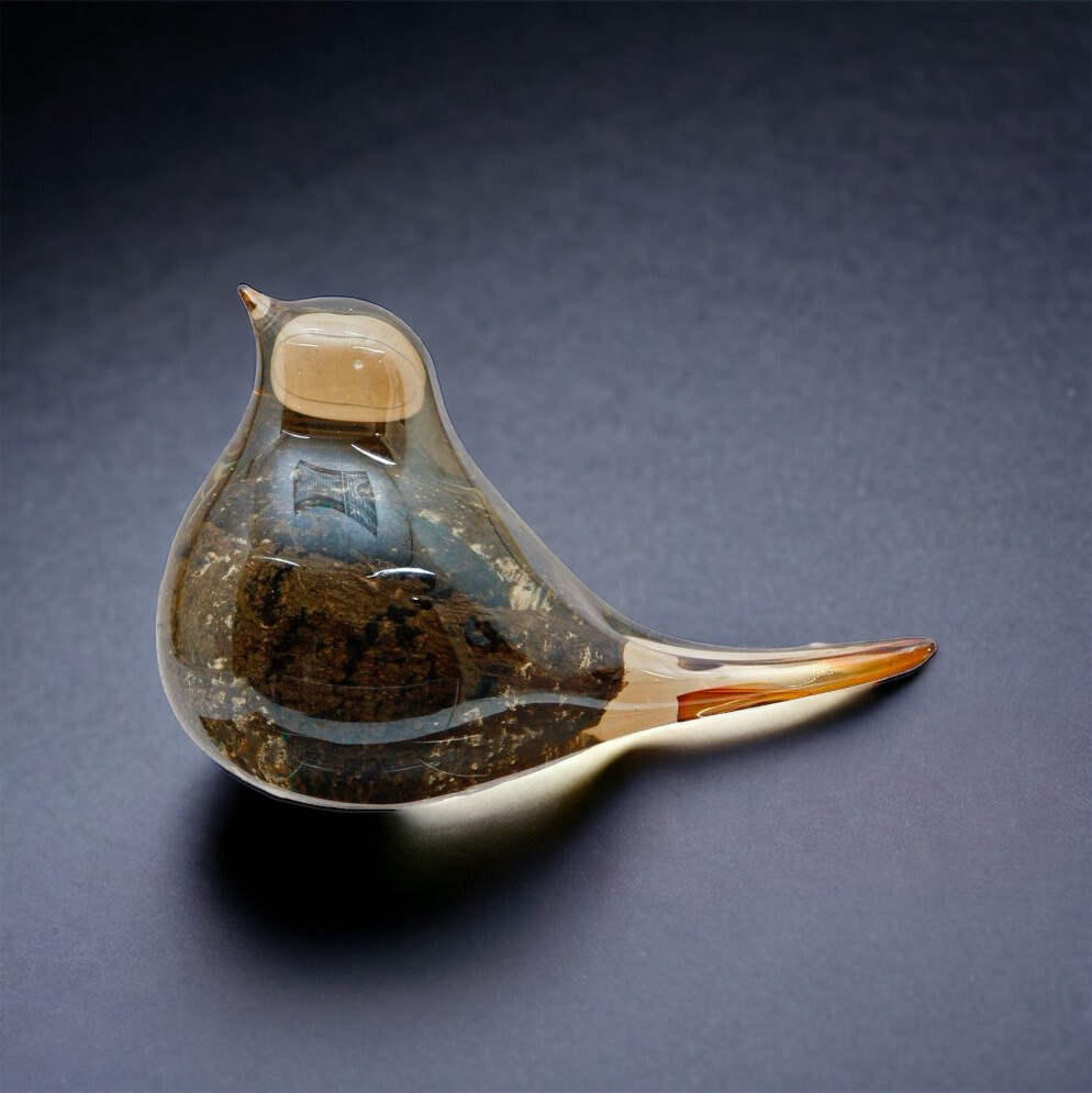 Sculptuur Vogel L - oker glas