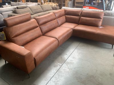 Hoekbank ecoleder cognac met 1 relax