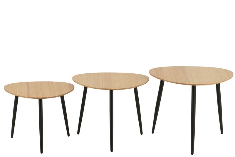 Set/3 bijzettafels in bamboo