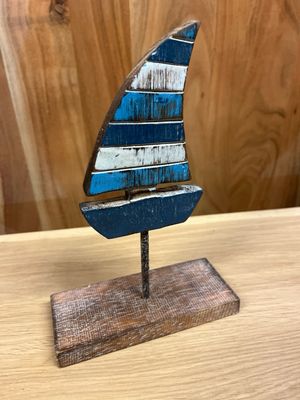 Ornament boot blauw/wit