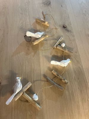 Guirlande 3 vogels hout