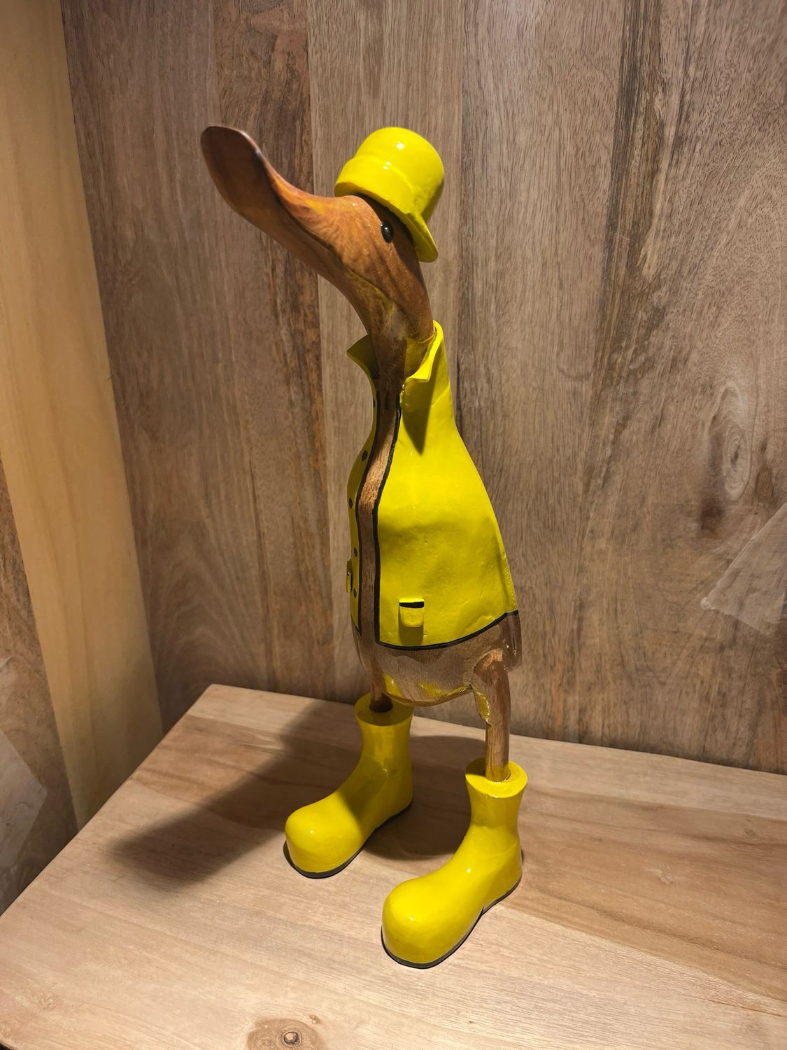 Houten eend regenjas geel M