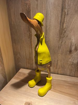 Houten eend regenjas geel M