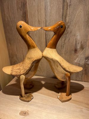 Houten eenden love nat