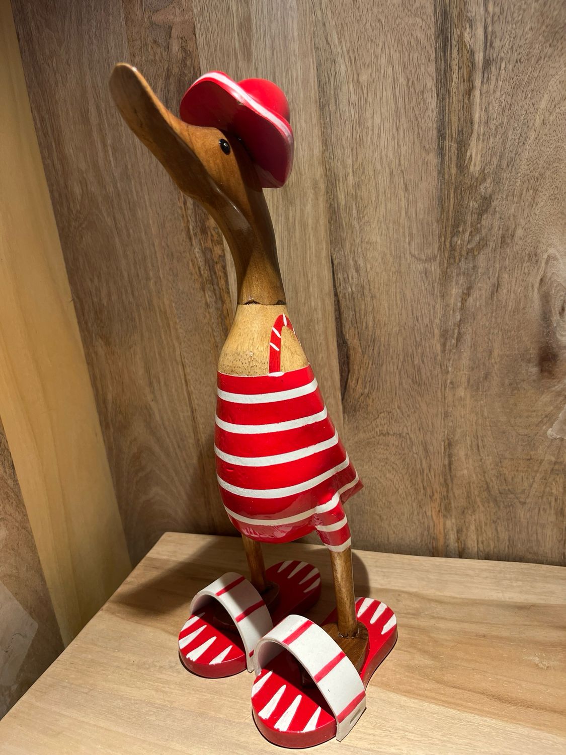 Houten eend badpak rood M