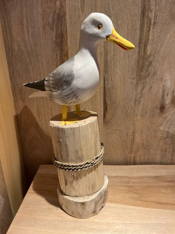 Meeuw M op hout