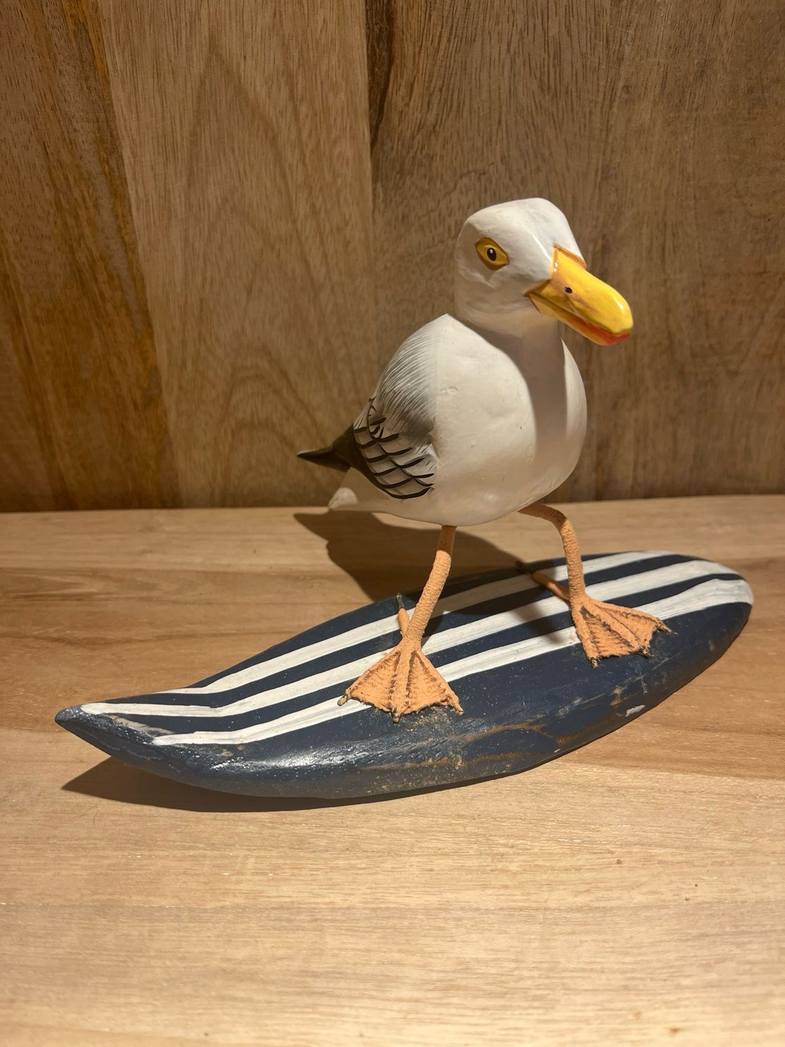Meeuw op surfplank S blauw