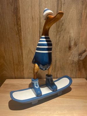 Eend op skateboard blauw