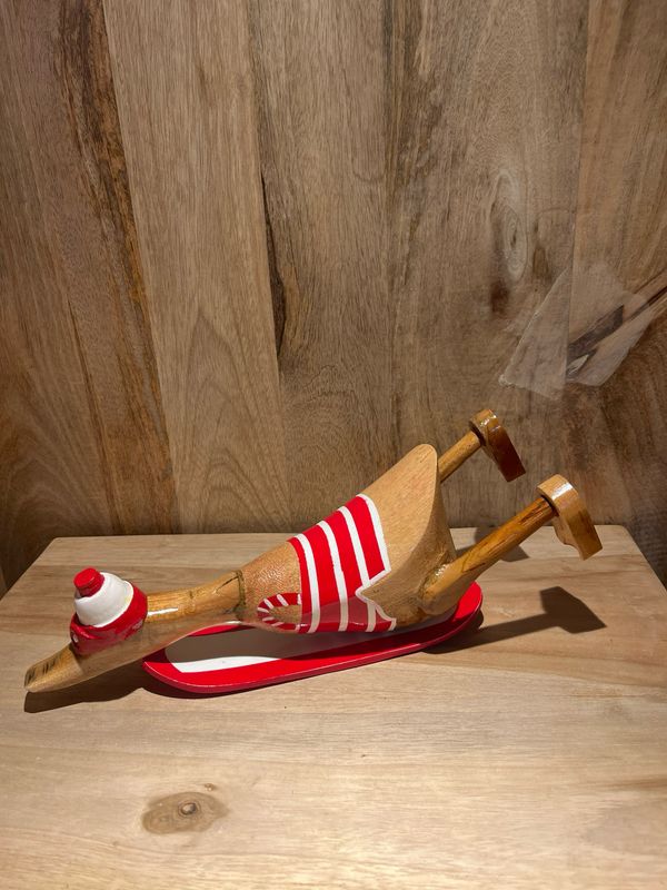 Eend op surfplank rood