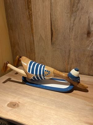 Eend op surfplank blauw