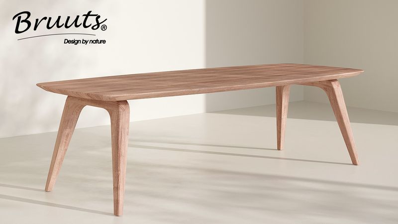 Eettafel acacia DEENS OVAAL met verjongde rand - matte lak