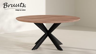 Eettafel acacia ROND met verjongde rand - matte lak