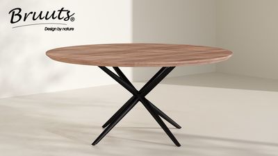 Eettafel acacia ROND met verjongde rand - matte lak