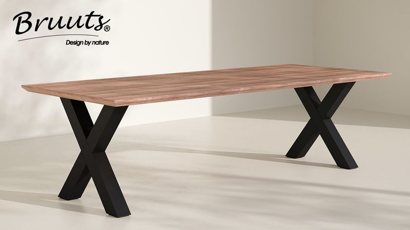 Eettafel acacia RECHTHOEK met verjongde rand - matte lak