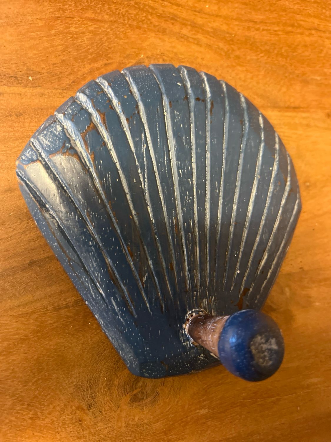 Kapstok schelp blauw 1 haak