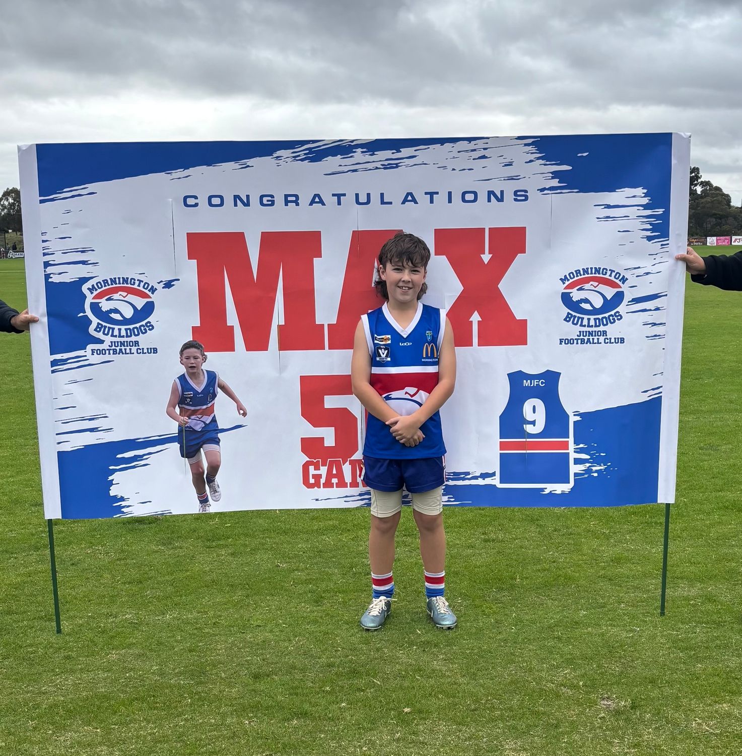 SINGLE MILESTONE FOOTY BANNER
