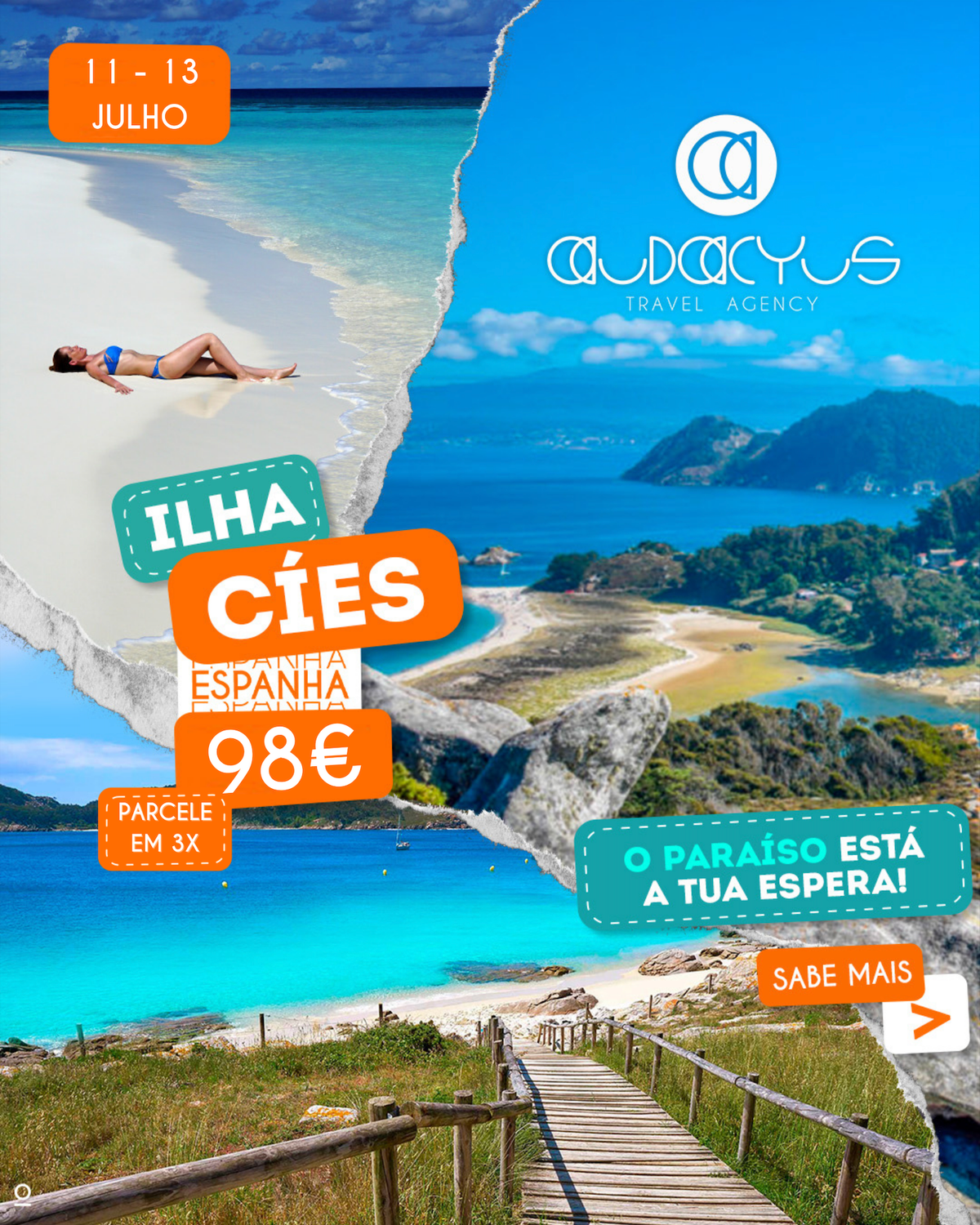 Acampamento Ilha Cíes | 11 a 13 de JUL | 3x de 98€