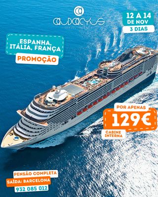 CRUZEIRO | ESPANHA, ITÁLIA &amp; FRANÇA | 12 a 14 NOV