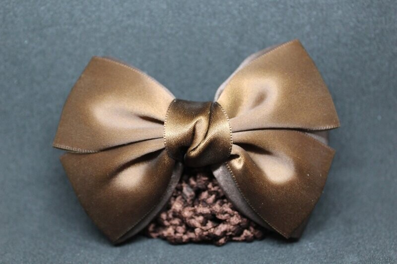 Résille à cheveux avec nœud satin marron