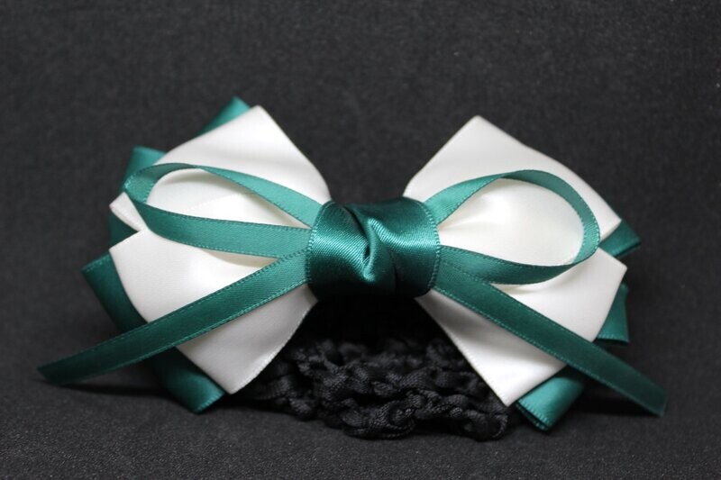 Résille à cheveux avec nœud satin blanc vert