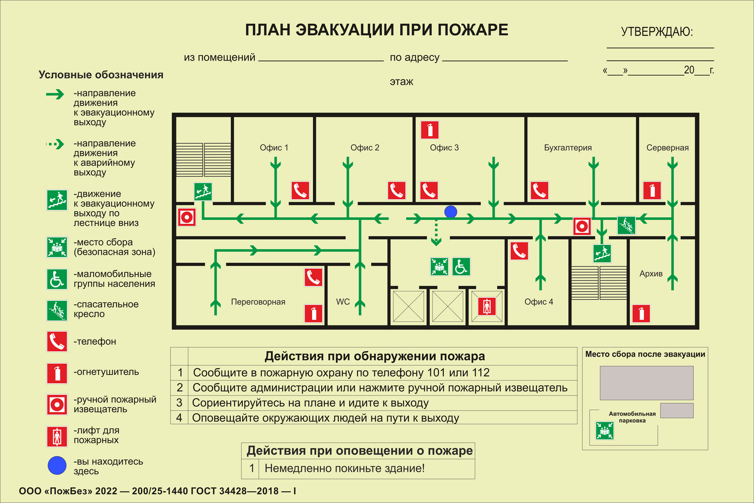 Высота размещения планов эвакуации от уровня пола