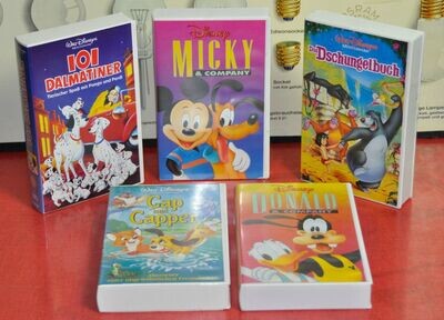 5 Disney VHS Video Dschungelbuch 101 Dalmatiner Cap & Capper etc