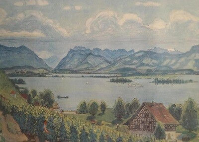 Schulwandbild Nr 85 Zürichseelandschaft , Fritz Zbinden